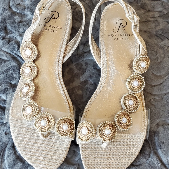 Adrianna Papel gold sparkling sandals size 7.5 - Picture 2 of 11